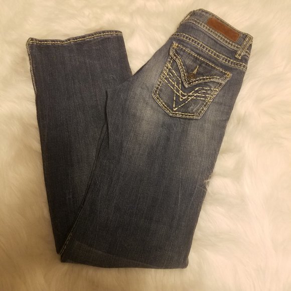 VIGOSS SLIGHTLY DESTROYED BLUE JEANS SIZE - Picture 3 of 5